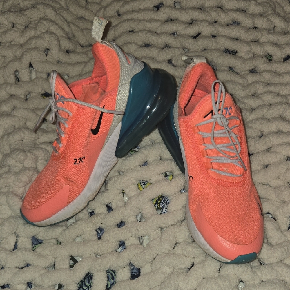 Nike Air Max 270 Bright Coral and Blue Sneakers